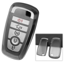 Car Key Shell Case Holder Protector Keychain Compatible for Ford Mustang F150 F250 Raptor Explorer Expedition Bronco Key Fob Cover for Corsair Nautilus Smart Keyless (Transparent Black Soft TPU)