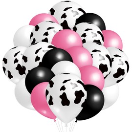 120 Pieces Cow Print Balloons for Birthday Party Supplies Including 60 Pieces 12 Inch Cow Print Balloons and 60 Pieces 10 Inch Colorful Balloons for Baby Shower Wedding Party Decoration