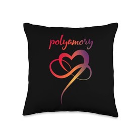 Polyamory Pride Gifts for Polyamory Day Polyamory Symbol Colorful Infinity Heart Throw Pillow, 16x16, Multicolor