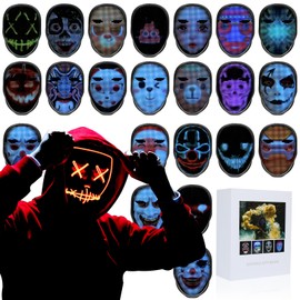 Máscara LED con Bluetooth Programable, Máscara LED con Detección de Gestos, Máscara Luminosa LED Genial, Perfecto para Fiestas de Disfraces de Halloween, Cosplay, Navidad