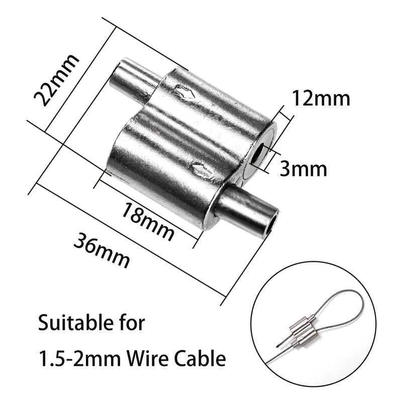 TOPZEA 10 PCS M3 Wire Rope Cable Clamp for 1/16