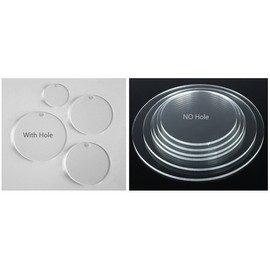 60 Laser Cut Clear Acrylic Blank Round Discs Smooth Edge Transparent Plexiglass Circles 3/16 inch (4.5 mm) Thick with or Without Holes DIY Crafts Keychains Jewelry Gift Tags (4", with Hole)
