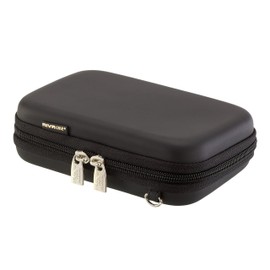 RIVACASE Hard Drive/GPS Case up to 2.5 Inches – Weatherproof Hard Shell with Elastic Strap for Securing and Accessory Compartments – Black