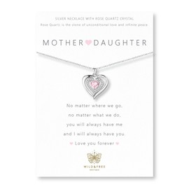 Mother and Daughter Necklace Gifts for Mum Presents Daughter Necklace Rose Quarts Crystal Heart Pendant Birthday Christmas Mother’s Day with Gift Box Daughter Birthday gift from Mum