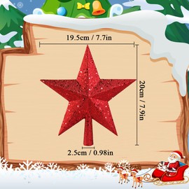 Christmas Tree Topper Star, AOBETAK Lightweight Glittering Christmas Tree Topper Christmas Trees Decoration Plastic Christmas Tree Stars Christmas Decoration Christmas Tree Topper Stars, 20 cm, Red