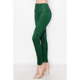 ALWAYS Women's Velvet Leggings - Buttery Soft Warm Winter Solid Basic Pants Hunter Green Plus Size