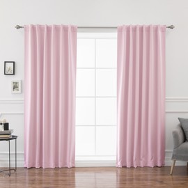 Best Home Fashion Thermal Insulated Blackout Curtains - Back Tab/Rod Pocket - 52" W x 84" L - Light Pink (Set of 2 Panels)