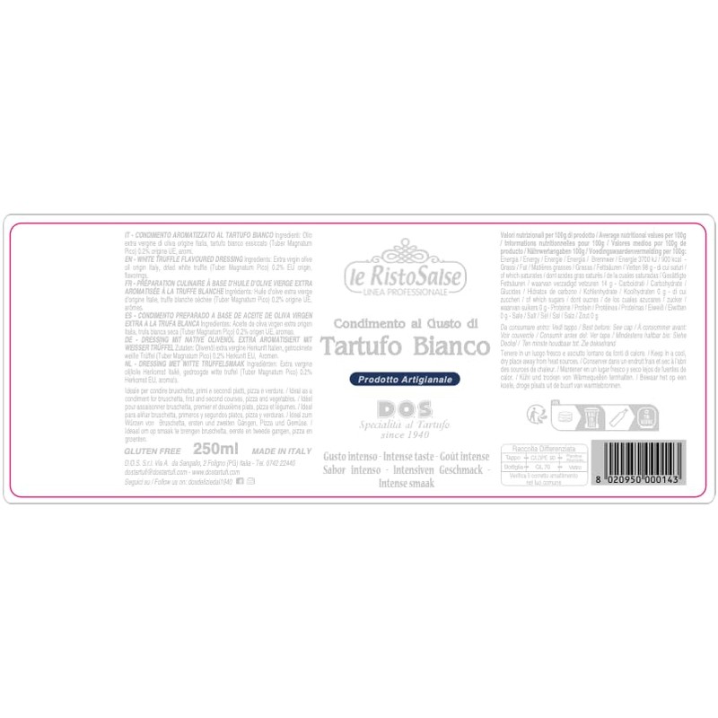 TARTUFI DI FASSIA White Truffle Olive Oil, 8.45 FZ