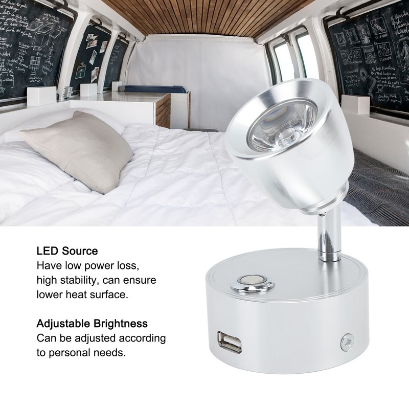 RV Reading Light LED Indoor Bedside Lamp Boat Yacht USB