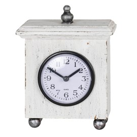 Foreside Home and Garden Square White Wood & Plexiglass Tabletop Clock - Foreside Home & Garden