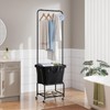 ELYKEN Laundry Cart with Hanging Rack, Rolling Laundry Hamper with