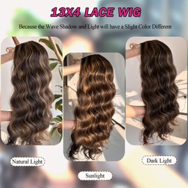 LEOSA 13x4 HD Transparent Lace Front Wigs Body Wave Honey Blonde with Highlighted Pre Plucked Lace Front Wig for Black Women Blonde Highlight Wavy Frontal Wig 4H27 Natural Looking Long Haired Wig