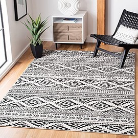 SAFAVIEH Tulum Collection Area Rug - 6' x 9', Ivory & Black, Moroccan Boho Tribal Design, Non-Shedding & Easy Care, Ideal for High Traffic Areas in Living Room, Bedroom (TUL272B)