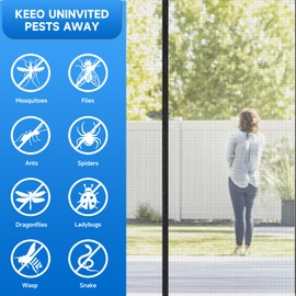 CANLENE Magnetic Screen Door Left Right Side Opening Polyethylene Terephthalate Mesh Greater Than Fiberglass and Polyester Easy Install Fit Door Size