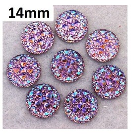 Unbranded 10 pcs Druzy Resin Embellishment Cabochons Purple Multicolor AB – 14mm – Shimmer