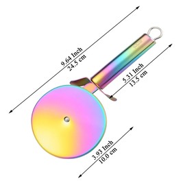 Berglander Pizza Wheel, Rainbow Titanium Plating Stainless Steel Pizza Cutter, Super Sharp Pizza Slicer With Titanium Colorful Plating, Pastry Cutter, Easy to Clean And Stored
