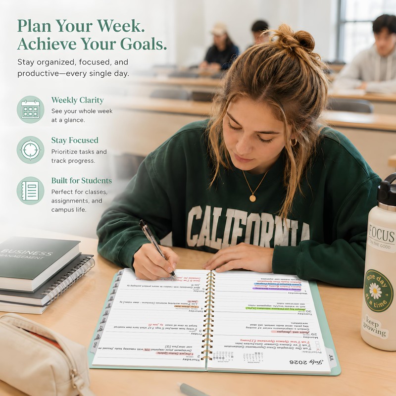 Planner 2026-2027, Weekly & Monthly Academic Planner, A4, Mint Green