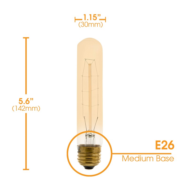 Xtricity T9 Vintage Incandescent Amber Filament Bulb, Radio Tube, Edison