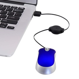 Mini USB Wired Mouse,Retractable Cable Tiny Small Mouse for 3-8 Years Kids Children,1600 DPI Optical Compact Travel Mice with 2.3-Foot USB Cord for Kid Laptop Computer (Blue)