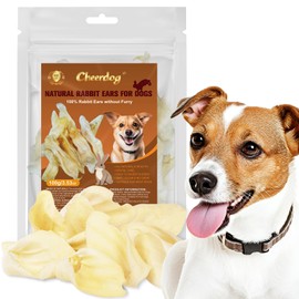 100% Natural Rabbit Ears for Dogs, Thick Cut & All-Natural Whole Ears, 100% Grass Fed Rabbits, Safe Rawhide Alternative Prime Dog Chews