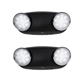 TANLUX LED Emergency Lights with Battery Backup, Two Head Adjustable Commercial Emergency Lights, UL Listed, AC 120/277V, Hardwired Emergency Exit Light Fixtures for Business - 2 Pack(Black)