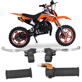Brake Lever Throttle Grip Set, 22 mm Non-Slip Left Right Rotating Throttle Grip Grips Motorcycle Speed Rotary Lever Brake Handle Throttle Grip Black Brake Lever Grips Set for 47cc 49cc 2-Stroke Dirt