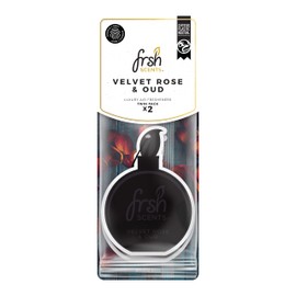 FRSH Scents FR1355 Velvet Rose & Oud Luxury Card Air Freshener – Lifespan of up to 30 Days – Ideal for rear-view mirrors and hanging handles – Twin Pack