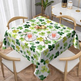 BETGINY St. Patrick's Day Tablecloth 54X54 Inch Square Green Watercolor Shamrock Table Cloth Dust-Proof Wrinkle Resistant Rustic Spring Table Covers for Holiday Party Dining
