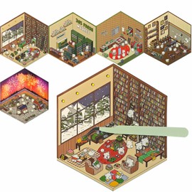 PHUKUEI 5 Sets 3D Sticker Scenes,DIY 3D House Scene Isometric Sticker Therapy, Cute Relaxing Game, Boredom Buster, Fun Relaxation Stress Relief Toys