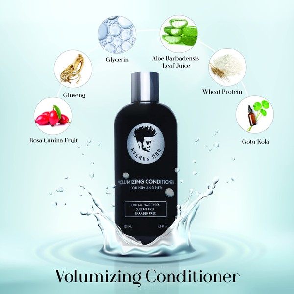Avenue Man Volumizing Conditioner (11.8 oz) - Hair Products For Men - Volumizing and Hydrating Conditioner with Herbal Extracts - Made in the USA