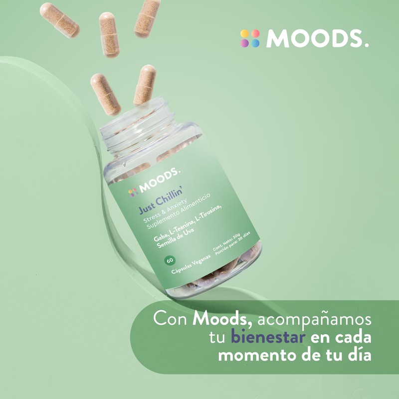 Moods | Suplemento con Gaba, L-Teanina, L-Tirosina y Semilla de
