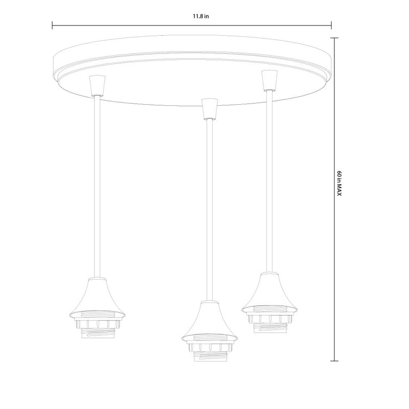 Litex Industries: 3-Light Mini Ceiling Pendant Round Fitter in French