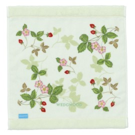 nishikawa TT33905601 Imabari Hand Towel, 13.4 x 13.8 inches (34 x 35 cm), Washable, 100% Cotton, Wedgewood, Wild Strawberry, Soft, Made in Japan, Green