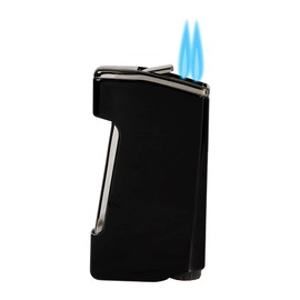 Lotus Chroma Twin Torch Lighter, Metal Housing, Double Flame, Built-in Punch Cutter (Black)