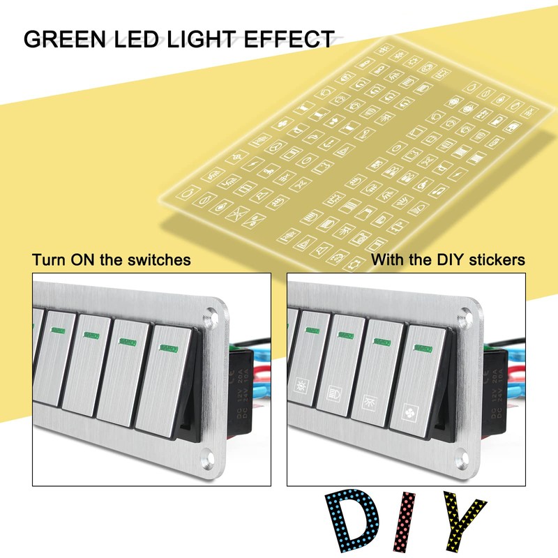 Xhtechnology 8 Gang Aluminum Rocker Switch Panel - 12V/24V Switch