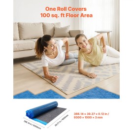 100 Sq. Ft./Roll Heavy Duty Fiber + PE Fil Floor Underlayment 3 mm Thick Vapor Barrier Attached Padding Flooring AccessoriesMaterials: Recycled Fiber, Volumes &amp;amp;amp;amp;amp; Area: 1 Roll and 100 sq ft