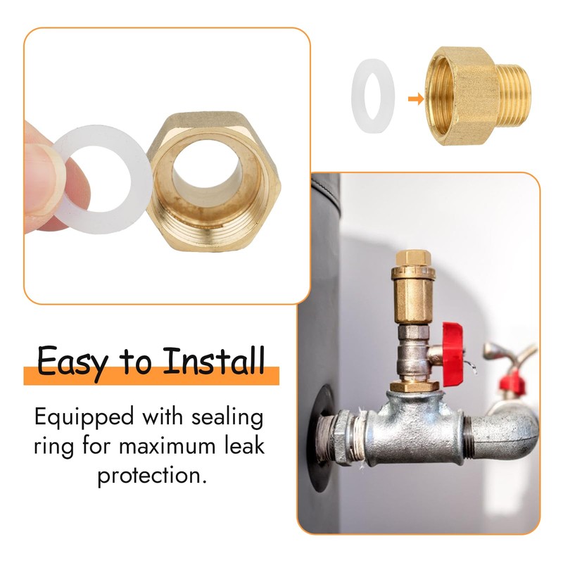 1/2" Female to 3/8" Male BSP Thread Brass Hex Reducing