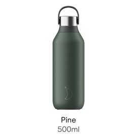 Chilly's Series 2 Water Bottle - BPA-Free Stainless Steel and Reusable - Leak-Proof, No Condensation - Pine Green, 500 ml