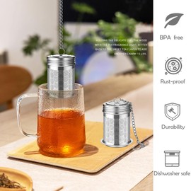 2 Pack Stainless Steel Tea Infusers, Extra Fine Mesh Strainers with Drip Trays, Brew Loose Tea