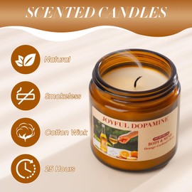 Bubbly Champagne Orange Scented Candles for Home - Elevate Ambiance with 4 oz Natural Soy Wax Jar Candles Gifts for Women Men, Enjoy 25 Hours of Long Burning Summer Delight