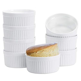 Ramekins 8 OZ, Set of 8, Souffle Dishes Oven Safe Porcelain Ramekins for Creme Brulee, Custard, Lava Cakes, Pudding, Flan, Mini Desserts, Small Baking Dishes Ramekins Bowls