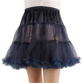 Shimaly Women's Princess Layered Puffy Skirt Mini Tutu Skirt Short Petticoat (S-M, Navy Blue)
