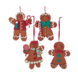 Gingerbread Cookie Girl and Boy Ornaments Set of 4