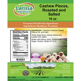 Cashew Pieces, Roasted and Salted (16 oz, ZIN: 524597) - 3 Pack