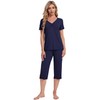 BambooBud Womens Pajama Set Short Sleeve Top and Capri Pants