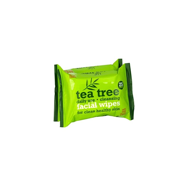 XBC TEA TREE BIODEGRADABLE FACE WIPES 2 X 25 WIPES