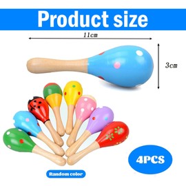 4 Pcs Baby Maracas, Maracas, Maracas Baby, Rattles Sand Hammer Baby Music Rattles Shaker Wooden Rattle Toys Colourful Cute Rattles Shaker Early Education Instrument Toy For Kids (Random Color)