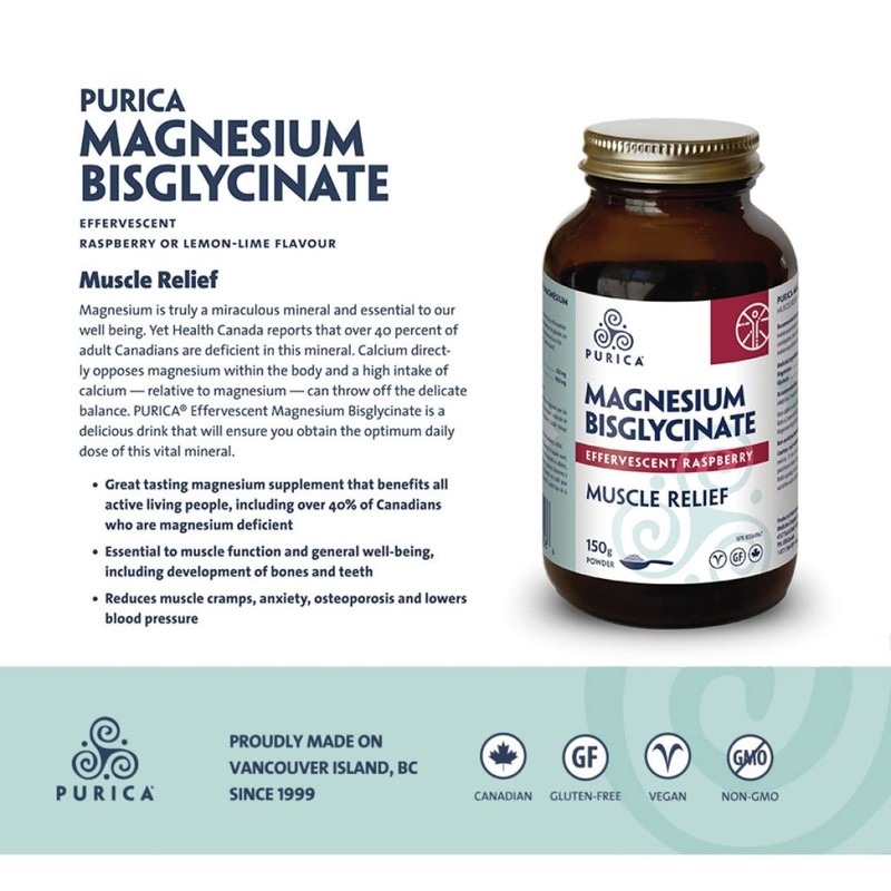 PURICA - Magnesium Bisglycinate - Raspberry - 150 g (Pack