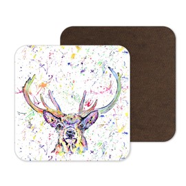 Coaster Stag Scottish Wildlife animal Coasters Watercolour Art Gift Work Office Dining Tea coffee (1)