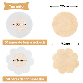 Spoottool 100 Piezas de Pezoneras para Mujeres, Adhesiva Desechables Pegatinas para Pezones, Invisibles Cubre pezon para Todo Tipo de Ropa, Nipple Cover Poliéster (Redondas)